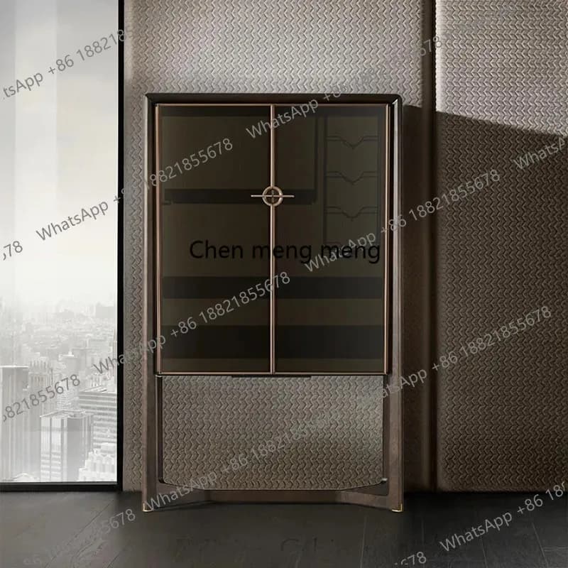 Mobiletto portabottiglie in legno massello italiano RR, mobile da parete per ristorante, decorazione in vetro di lusso, mobile moderno per riporre oggetti.