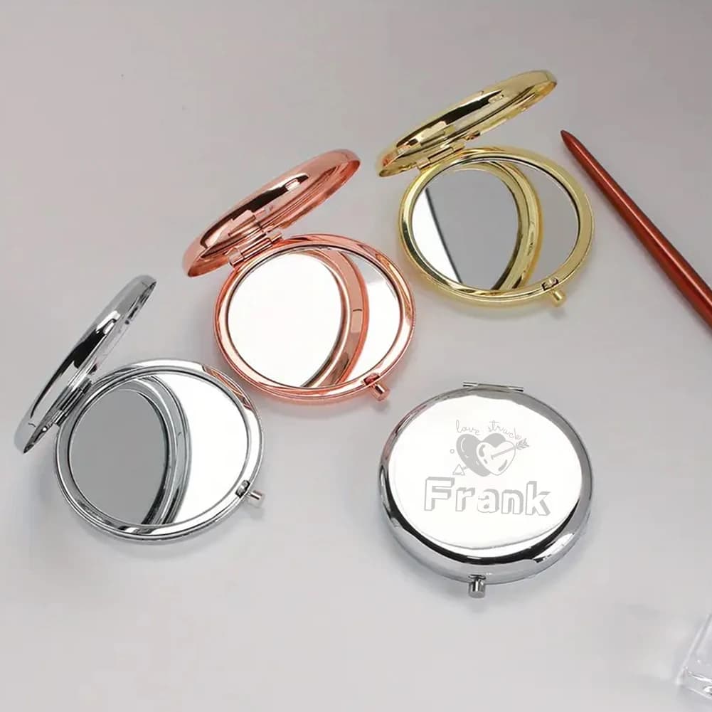 1 pezzo Braccialetto creativo a forma di cuore con specchietto tascabile personalizzato con nome, specchietto pieghevole, regalo per gli ospiti del matrimonio