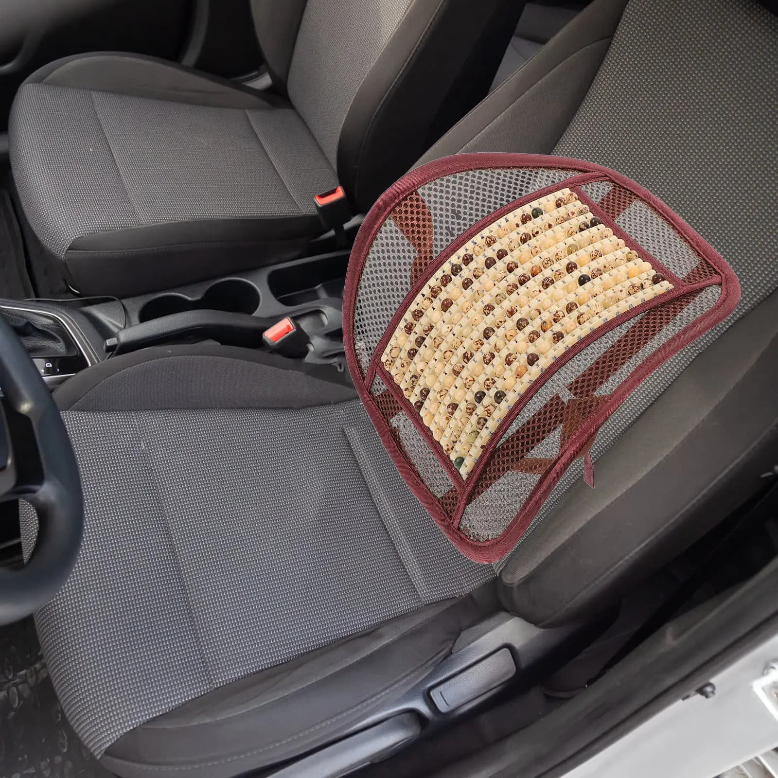 Cuscino Lombare in Perline di Legno per Auto, Ufficio, Casa, Supporto Ergonomico Universale per la Schiena con Texture Liscia e Traspirante