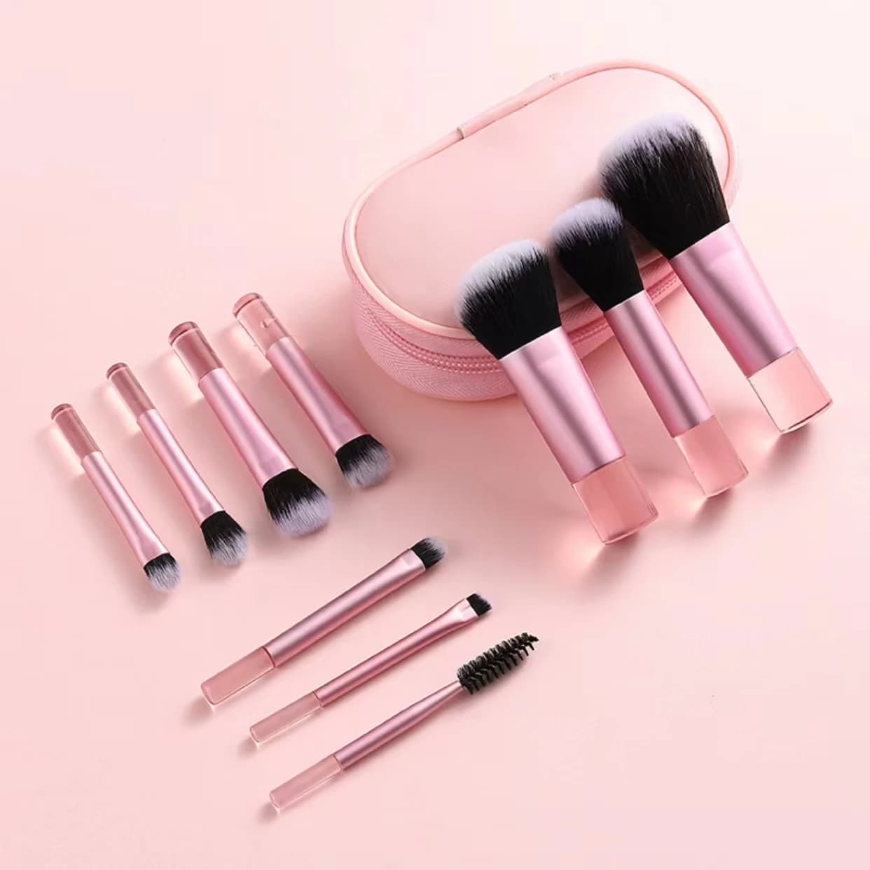 Set di mini pennelli per trucco da 10 pezzi per il viso Pennello per trucco portatile da viaggio disponibile in più colori