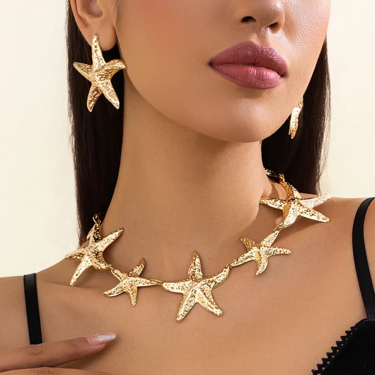 Salircon 2026 Squisita Collana Girocollo Boho Vintage con Grande Stella Marina in Metallo e Orecchini Pendenti da Donna, Gioielli Trendy per Feste e Banchetti