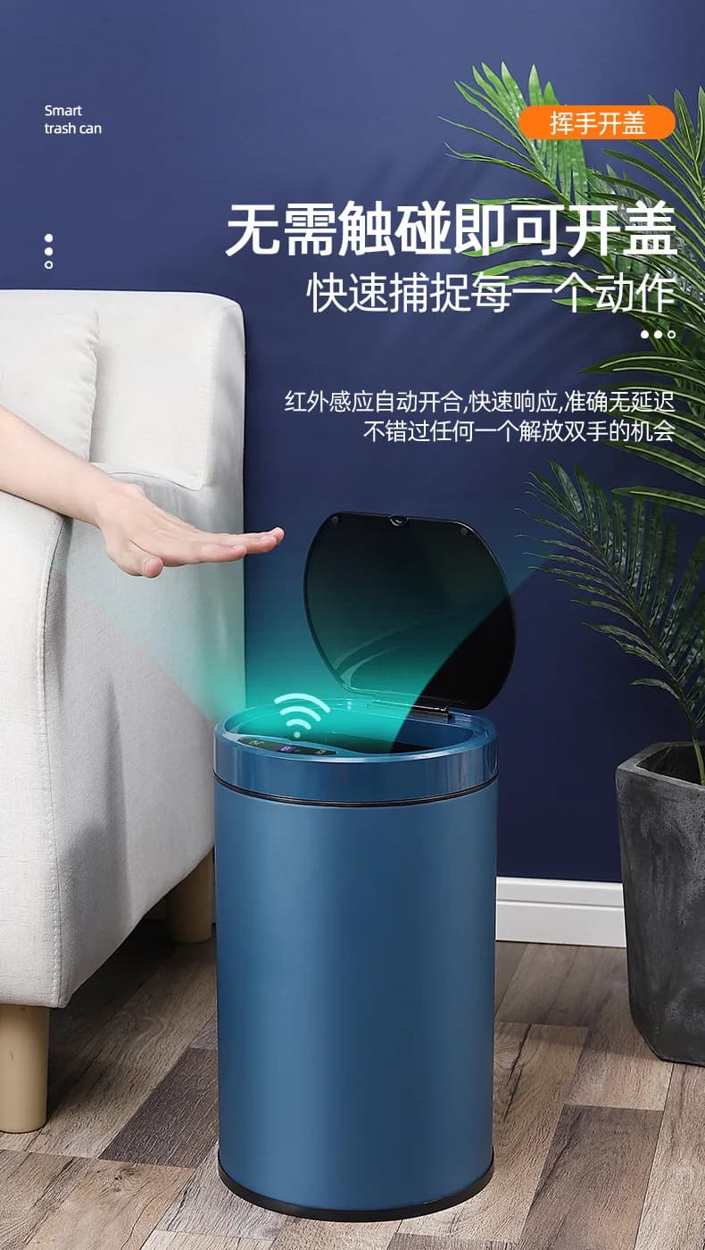 Cestino elettrico intelligente con coperchio, senza contatto, per bagno e soggiorno, design creativo e di alta gamma