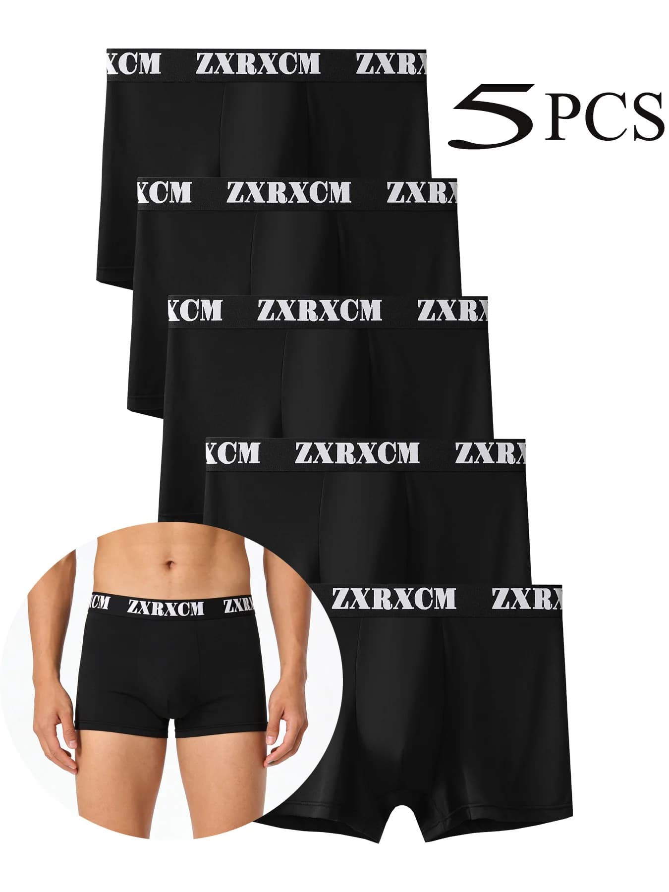 I boxer neri da uomo 5 pezzi sono biancheria intima da uomo casual versatile, traspirante, comoda e sportiva per l'uso quotidiano