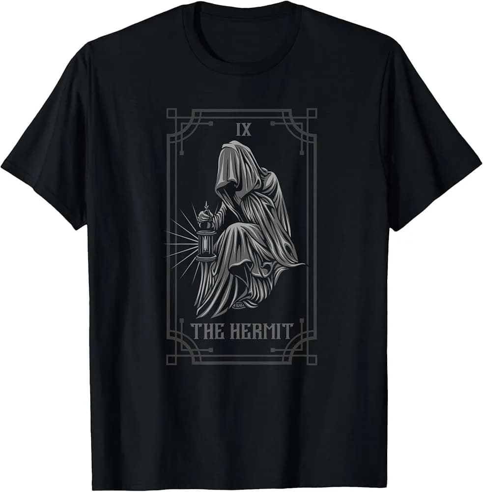 T-shirt con Carta dei Tarocchi dell'Ermita, Tarocchi Gotici, Divinatore, Occulto