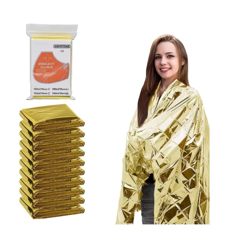 Lightweight Portable Aluminum Foil Emergency Thermal Blanket Waterproof Windproof Heat Retain Survival Sheet for Camping Hiking