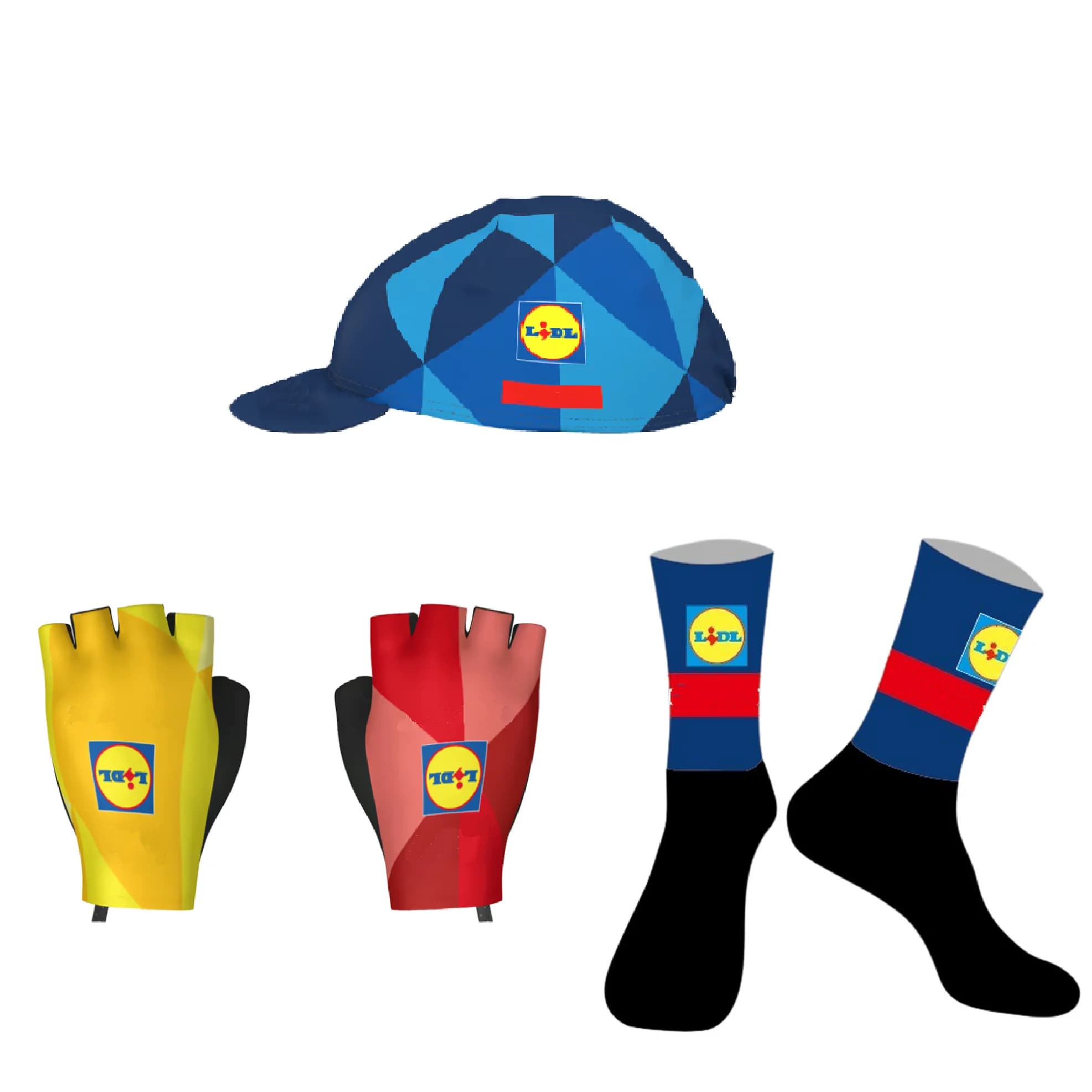 Cycling Gloves Half fingers LIDL TREKful Team 2025 2026 + A CALZE PAY FROM CICLISMO + Hats in Polyester