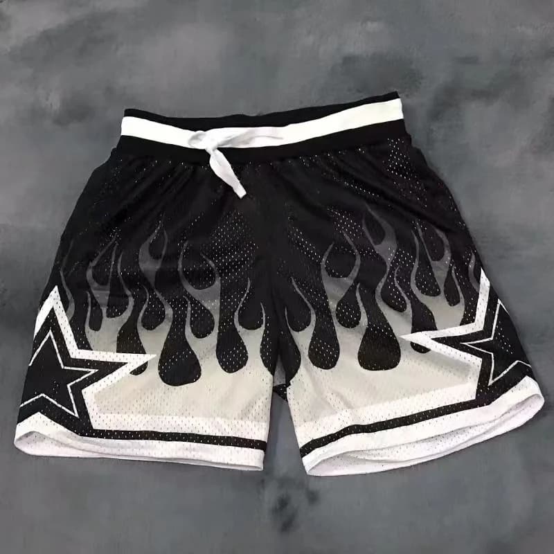 Pantaloncini da basket americani alla moda, leggeri, traspiranti, ampi, ad asciugatura rapida e di tendenza, pantaloncini da corsa, pantaloncini da spiaggia ampi, Moto