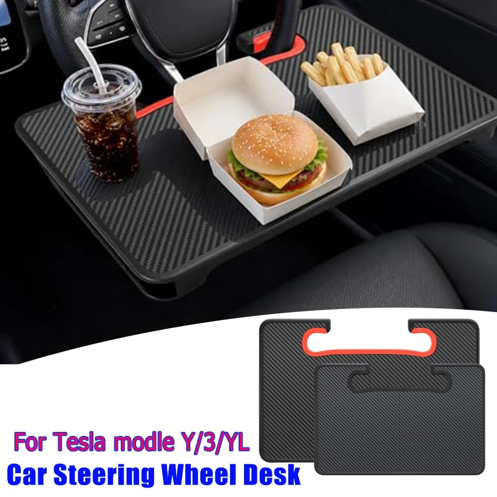 For Tesla Model Y 3 YL Car Steering Wheel Table Multifunctional Desk Laptop Stand Seat Side Storage Box for Work Dining