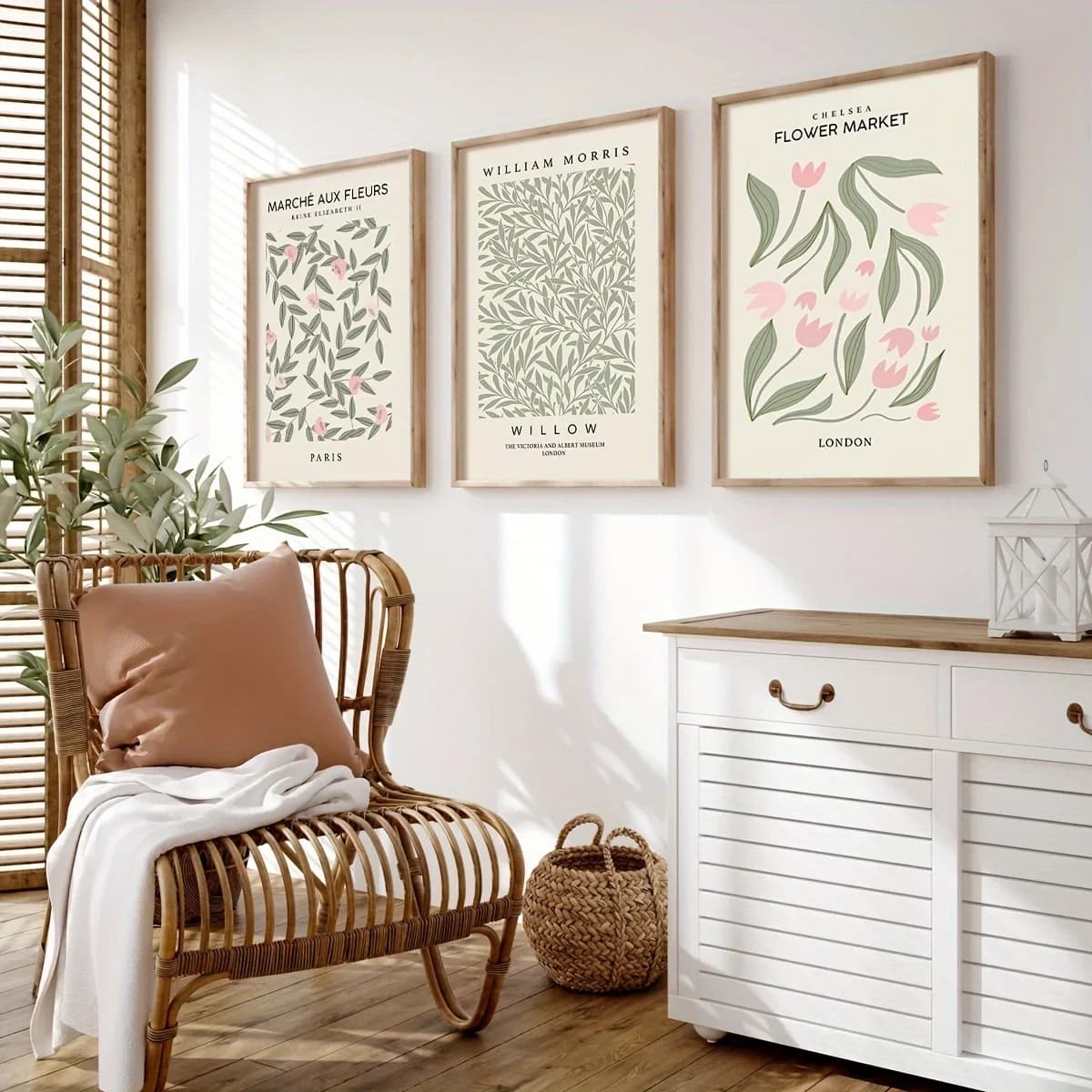 3 pezzi verde rosa fiore salvia stampe d'arte da parete arte moderna botanica poster su tela decorazione da parete floreale neutra galleria decorazione da parete