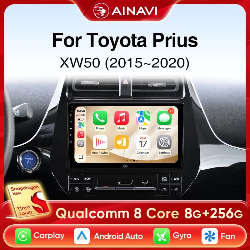 Ainavi Autoradio Per Toyota Prius 2015 2016 2017 2018 2019 2020 XW50 Wireless Carplay Android Auto 4G HD IPS Auto Multimediale HDMI