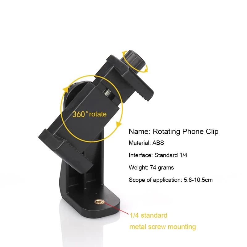 Universal Smartphone Cell Phone Mount Holder Adapter for Tripods or Stands With Standard 1/4 Inch Mount Screw 360 Can Rotates