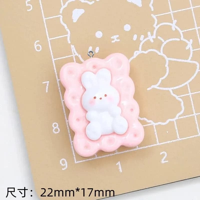 10Pcs Resin Simulation Rabbit Cookie Charms Pendants DIY Jewelry Making Accessories for Earrings Necklaces Bracelets Decor