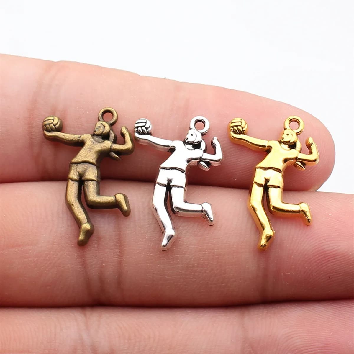 WYSIWYG 20 pieces 22x14mm 3 colors: Old Bronze, Old Silver, Old Gold - Volleyball Shape Pendants for Jewelry Creation