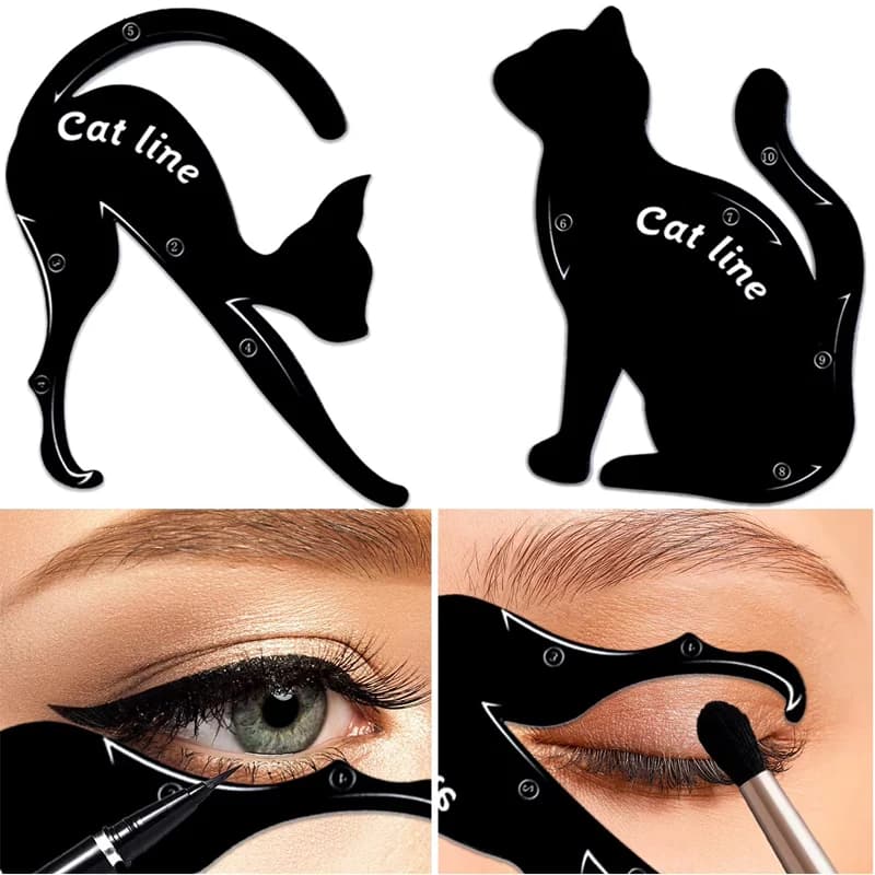 Set di 2 Stencil per Eyeliner, Applicatori per Ombretto Effetto Fumoso in PVC Opaco, Strumento Guida per Trucco Occhi