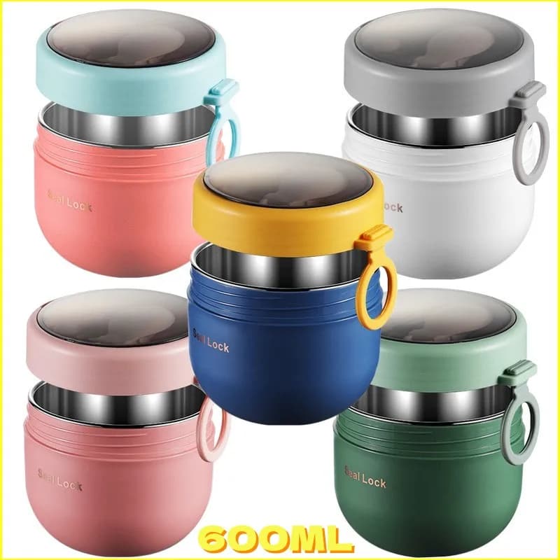 Nuova scatola per il pranzo in acciaio inossidabile tazza sottovuoto isolata barattolo per zuppa scatola termica per alimenti con cucchiaio bambini adulti colazione Bento Box portatile