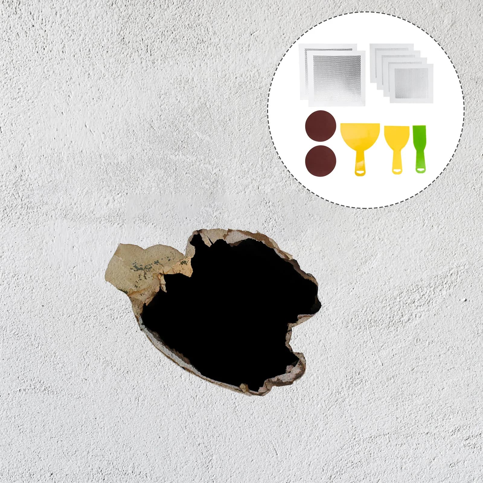 1Set Aluminum Drywall Repair Patches Self-Adhesive Fiber Mesh Wall Hole Patch Kit for Fast Dust-Free Smooth Concealed Repairs