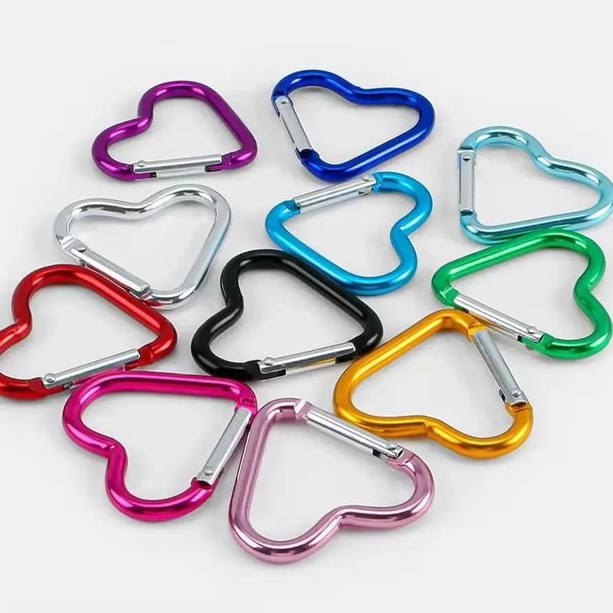 5 Pezzi Moschettoni a Molla a Cuore Colorati in Lega di Alluminio, Ganci per Portachiavi, Catena per Cani, Connettori per Gioielli Fai da Te