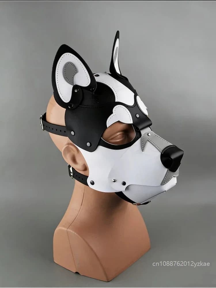 Maschera Gotica Punk in Pelle Sintetica per Cosplay, Occhi e Viso da Cane, Divertente per Nightclub, Halloween, Carnevale, Feste e Giochi