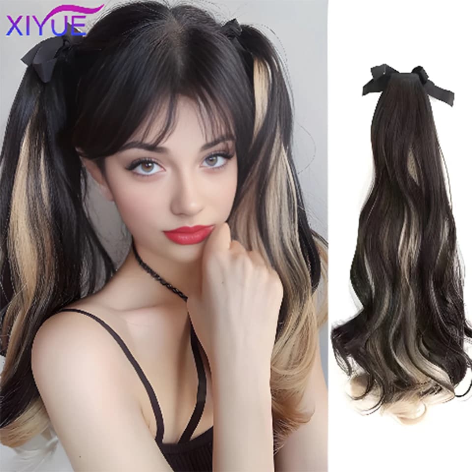 XIYUE Parrucca a coda di cavallo pezzo femminile croce tintura fasciatura equiseto JK Treccia morbida treccia a coda di cavallo sorella