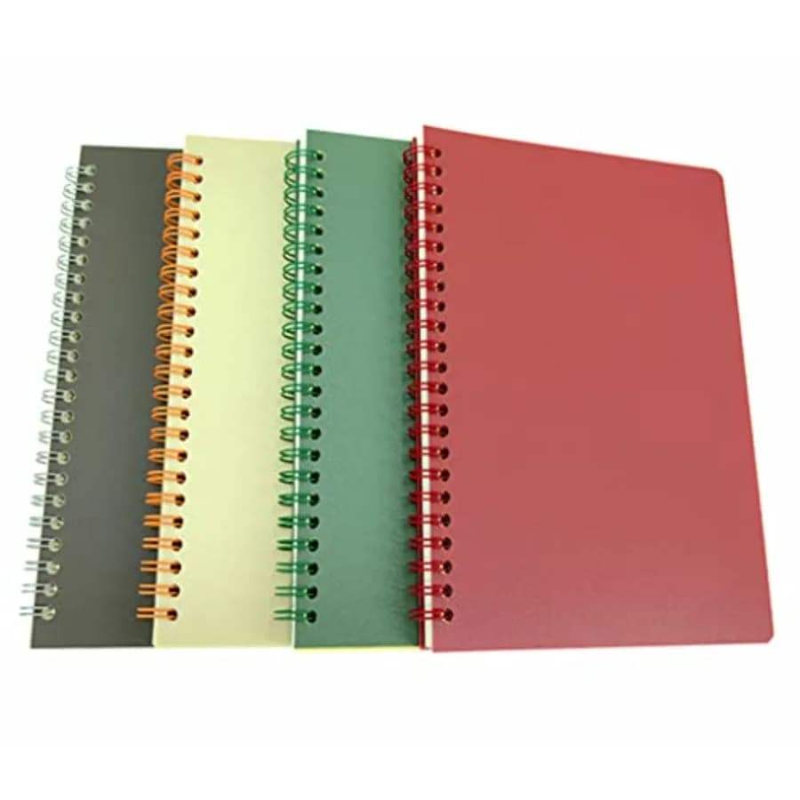 Spiral Notebook Journal, Plastic Hardcover Wirebound Ruled Sketch Book Notepad Diary Memo Planner, A5 Size 8.3X5.7 and 80 Sheet