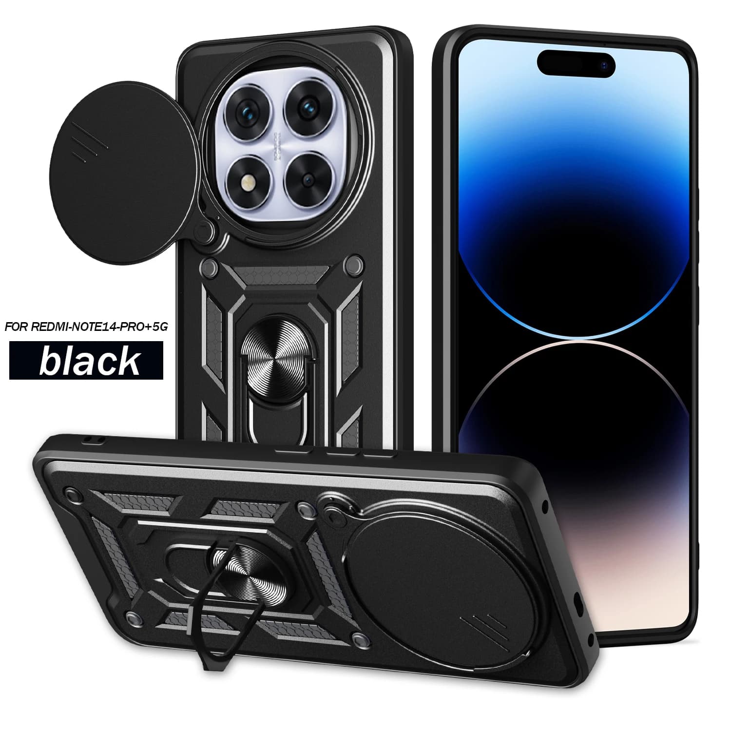 Shockproof Armor Case For Redmi Note14 Pro 5G 4G Car Holder Phone Cover For Redmi Note14 ProPlus + Camera Lens Protection Fundas