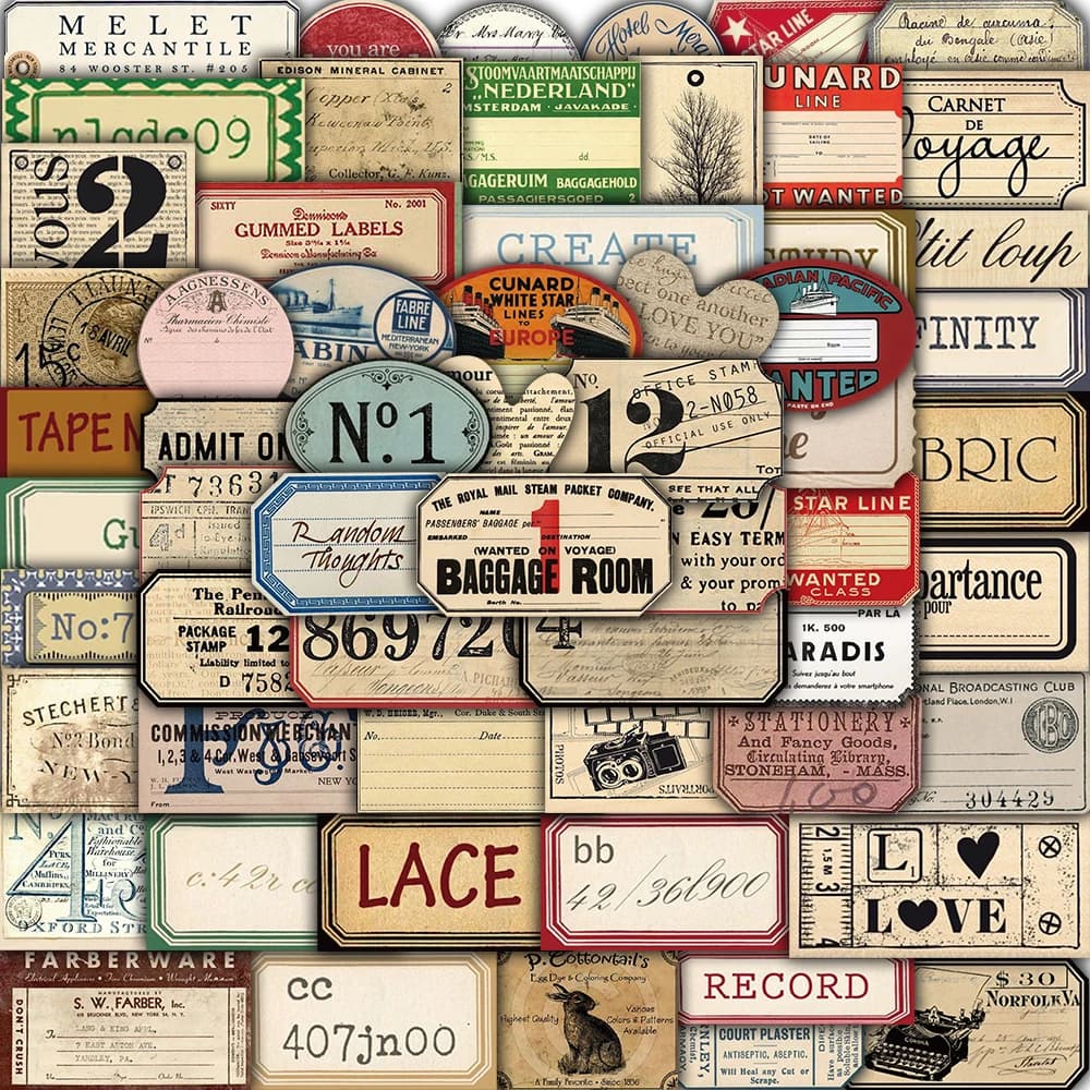 50 Pezzi Adesivi Vintage in Stile Inglese Retrò per Quaderni, Decalcomanie Estetiche per Notebook, Laptop, Telefono, Diario, Bici, Impermeabili