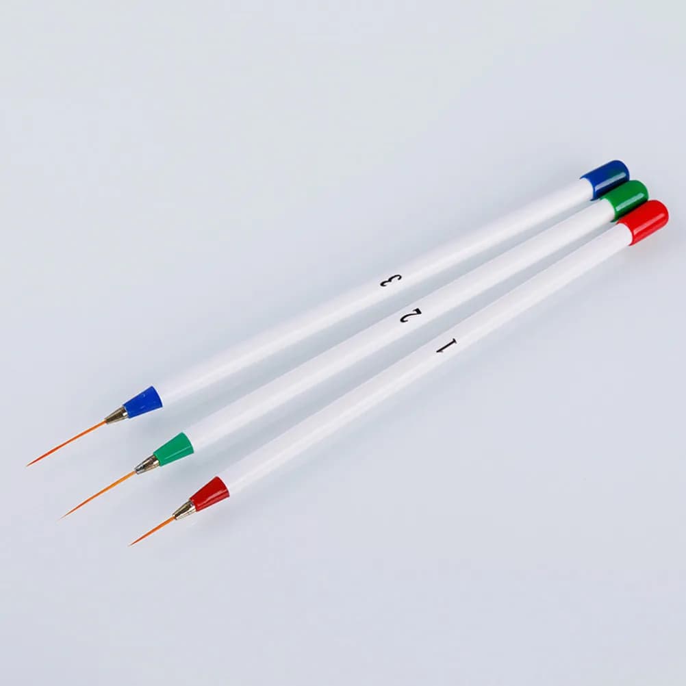 Set di 3 Pennelli per Nail Art, Penne in Plastica per Disegno Preciso, Strumenti Professionali per Manicure e Decorazione Unghie