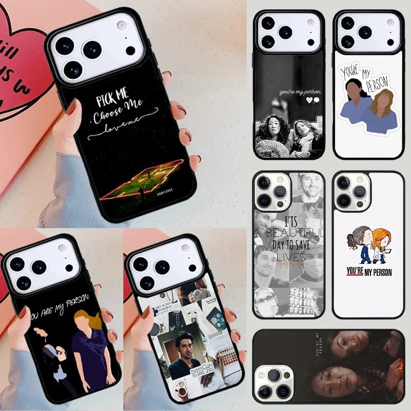 Cover per iPhone con stampa Greys Anatomy 'You are my person' per Apple iPhone 17 Air 16E 15 14 Plus 13 12 11 Pro Max Mini