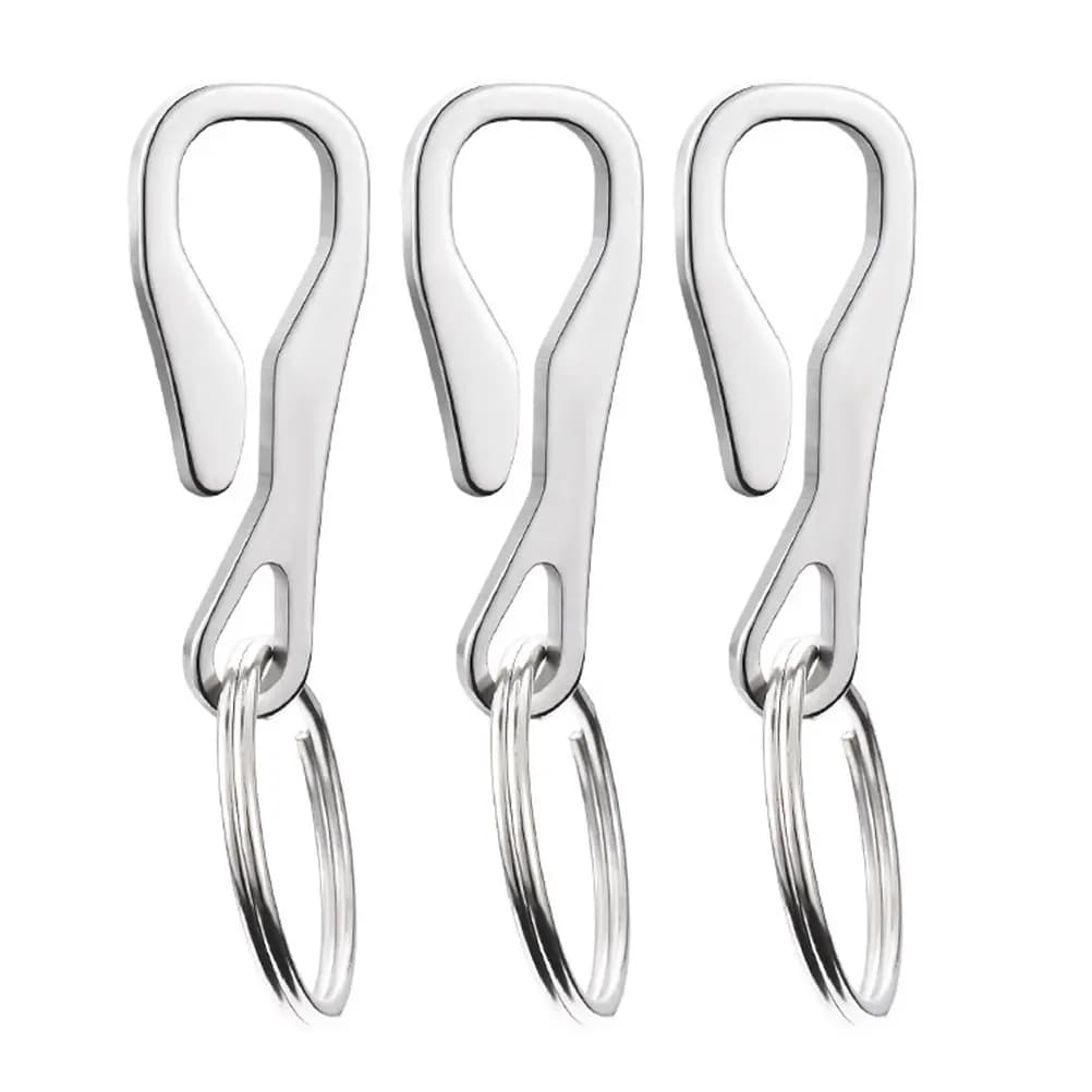 3pcs Stainless Steel Key Chain Clips Buckle Durable Heavy Duty Carabiner Hanger For Outdoor Camping Hiking Backpack