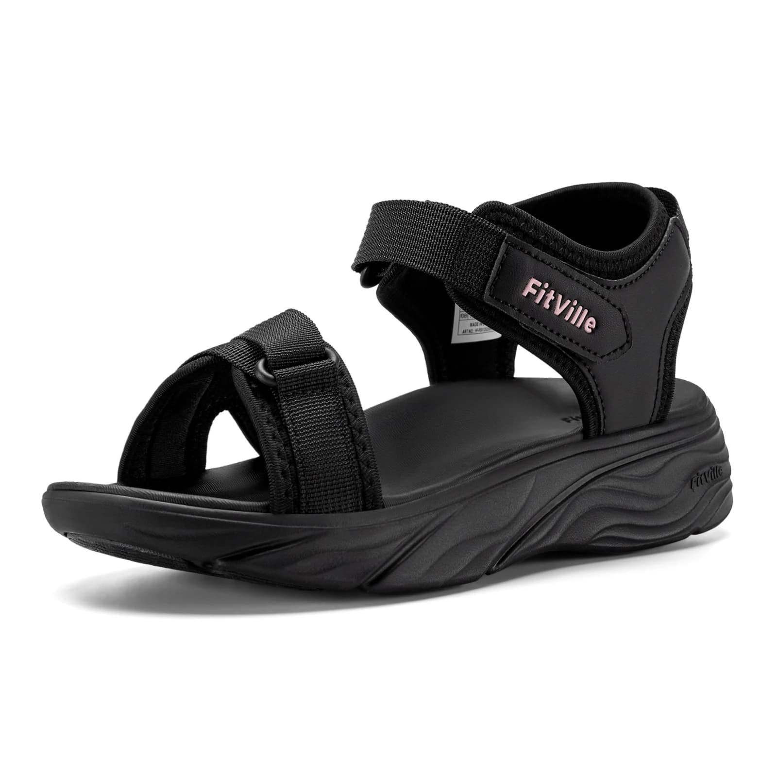 FitVille Sandali estivi da donna con suola spessa, sandali da spiaggia antiscivolo, scarpe da passeggio larghe e casual per donna, traspiranti, con supporto per l'arco plantare