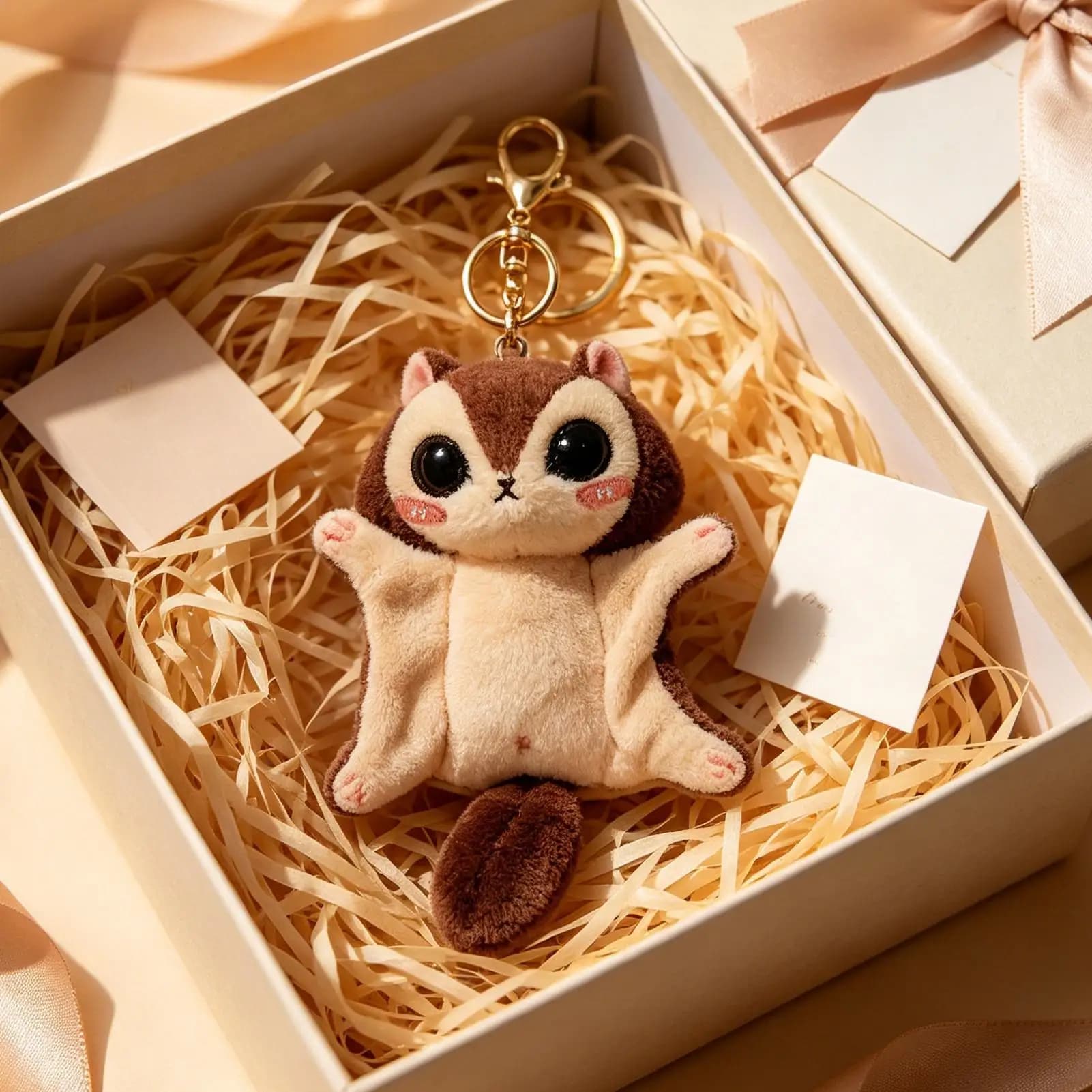 Portachiavi in peluche morbido e portatile, simpatico portachiavi a forma di scoiattolo volante per borse, zaini, borsette, custodie per telefono, famiglia