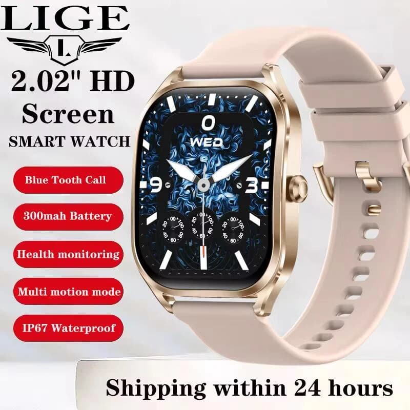 LIGE 2.01 "schermo curvo 3D uomo donna BT Call orologi sport Fitness salute Smartwatch musica impermeabile meteo Smart Watch 2024