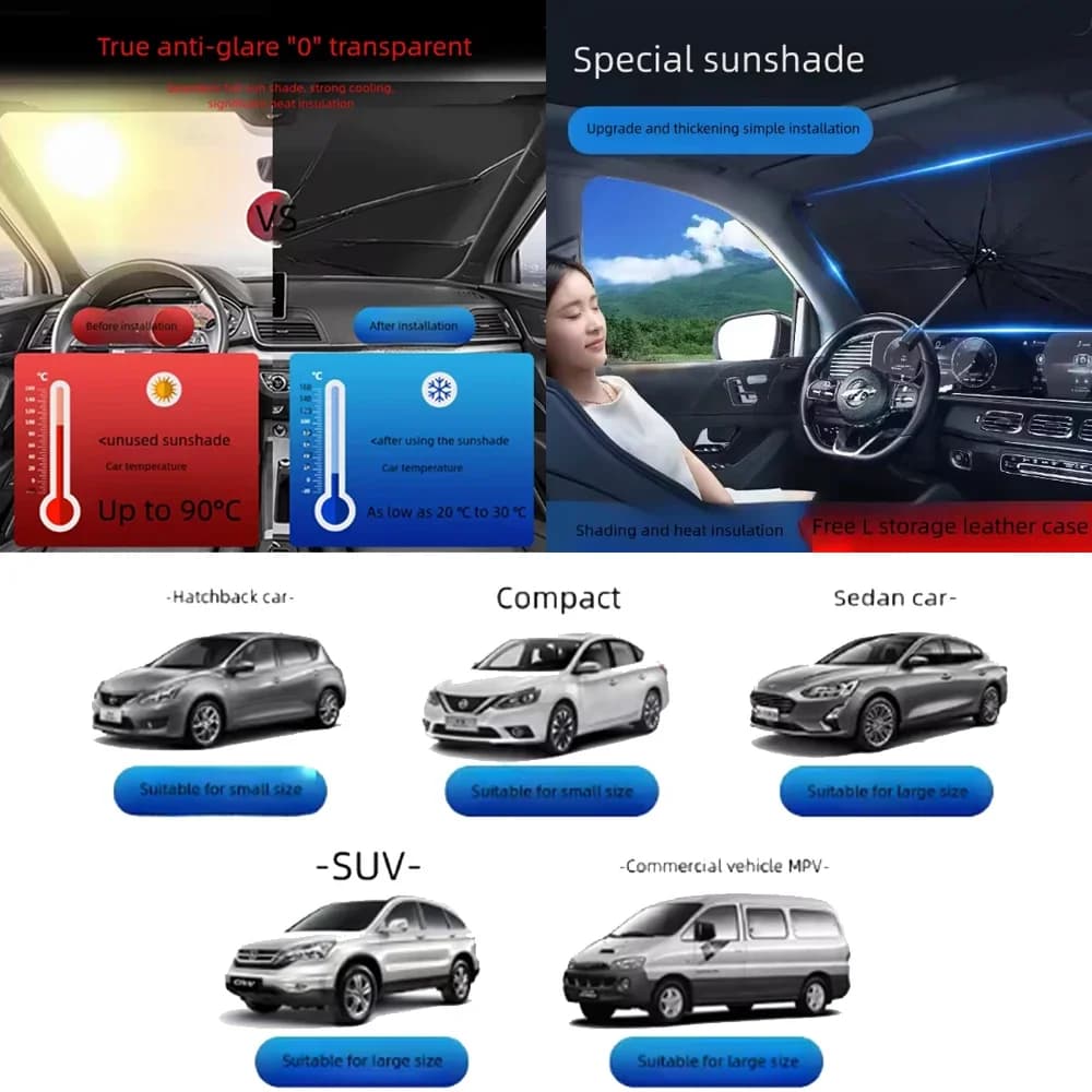 Parasole Universale per Auto a V, Protezione Solare per Parabrezza Anteriore, Accessorio Esterno per Auto