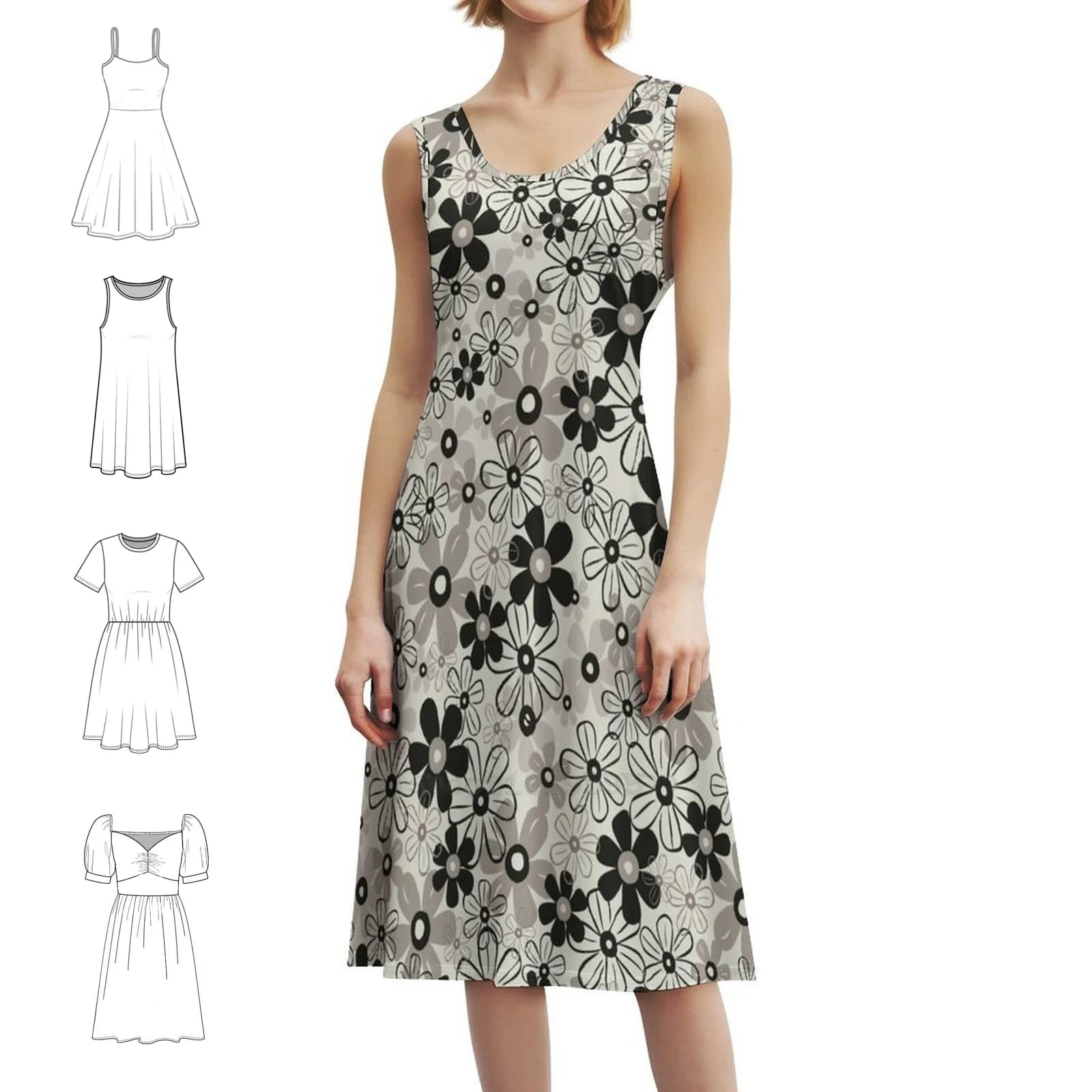Abito grembiule floreale primaverile in calzino per donna Abito casual primavera estate per la festa Modello Kafe Svezia scandinava danese