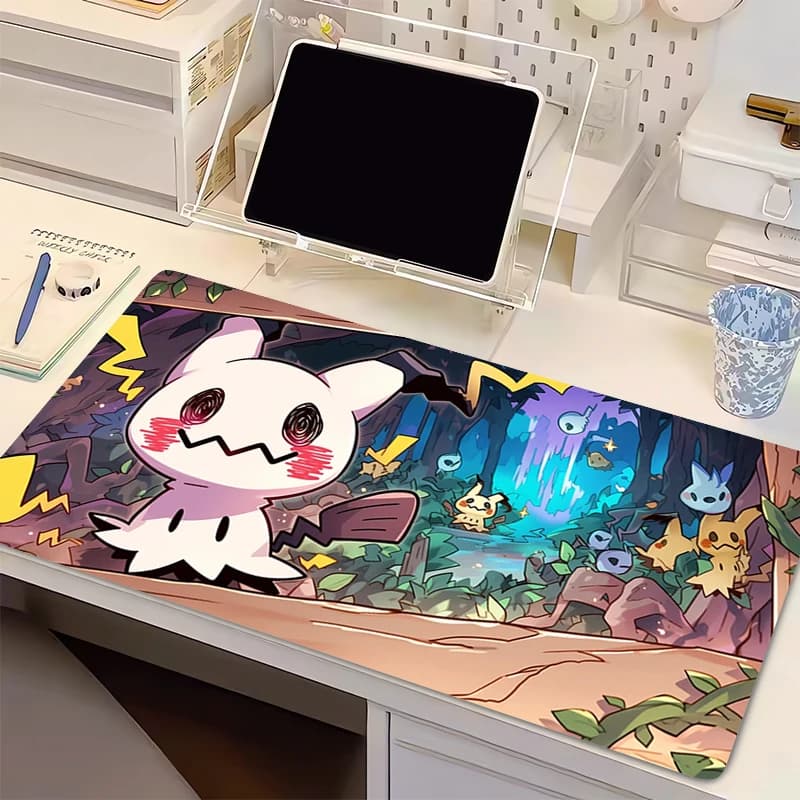Tappetino per mouse in gomma naturale Pokemon Mimikyu XXL Tappetino per tastiera da gamer Tappetino per mouse da scrivania grande Tappetino per mouse da gioco per notebook