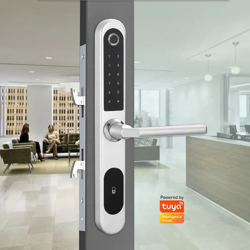Impermeabile Bluetooth Tuya Smart Home Security Biometric Fingerprint Electronic Digital Smart Door Lock per porta in vetro di alluminio