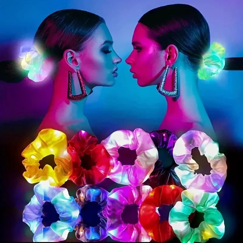 1 pz Elastico per capelli LED luminoso in organza color caramella, elastico luminoso per capelli, accessori per feste per ragazze