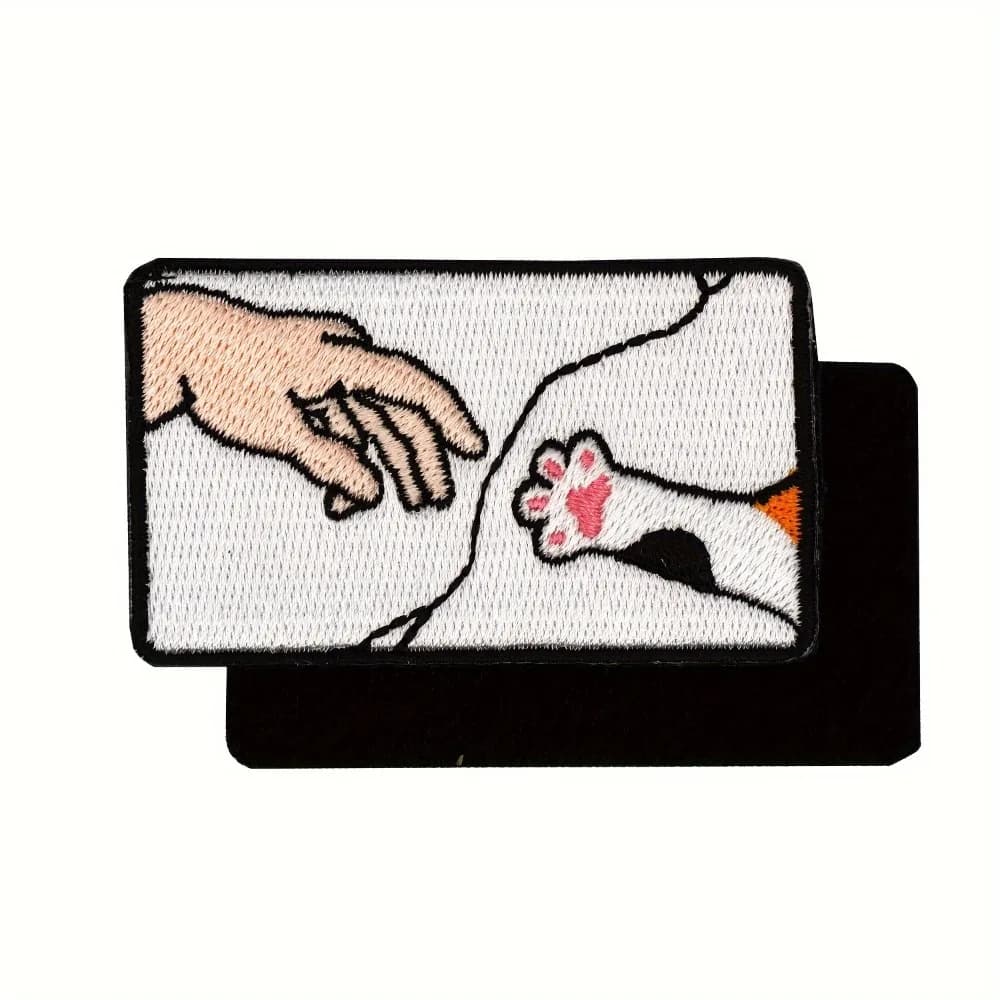 toppa La creazione di Adam Cat Funny Meme Citazione Patch in velcro ricamato Distintivo morale con gancio e anello per zaino tattico Molle, giacca