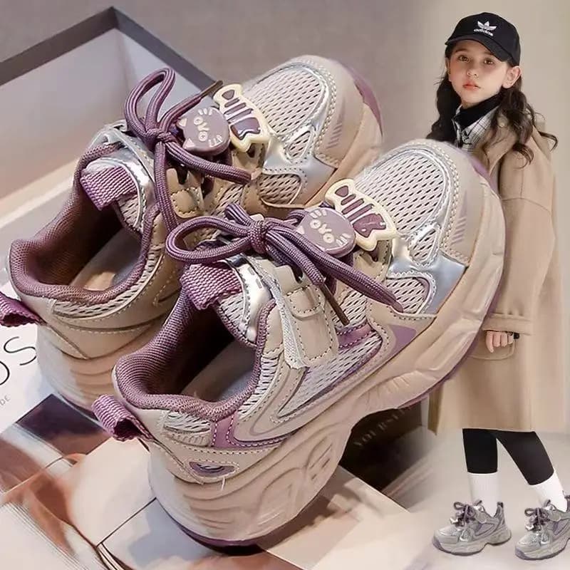 Girls Chunky Dad Shoes Spring Fall New Kids Mesh Breathable Athletic Shoes Cartoon Casual Sneakers Boys Running Shoes Childre