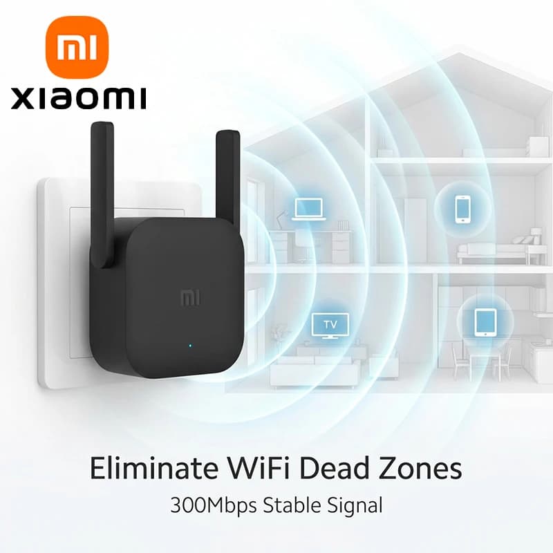 XIAOMI WiFi Amplifier Pro, Ripetitore di Rete 2.4G 300M, Estensore di Potenza Router, 2 Antenne, Versione Cinese con Adattatore