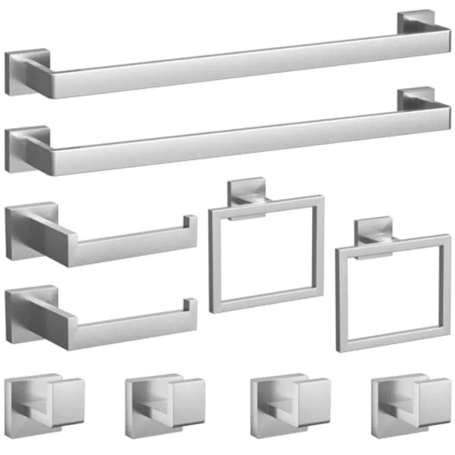 Set di accessori per il bagno da 10 pezzi, set di portasciugamani da 23,6 pollici, set di accessori per il bagno in acciaio inossidabile, portasciugamani per il bagno