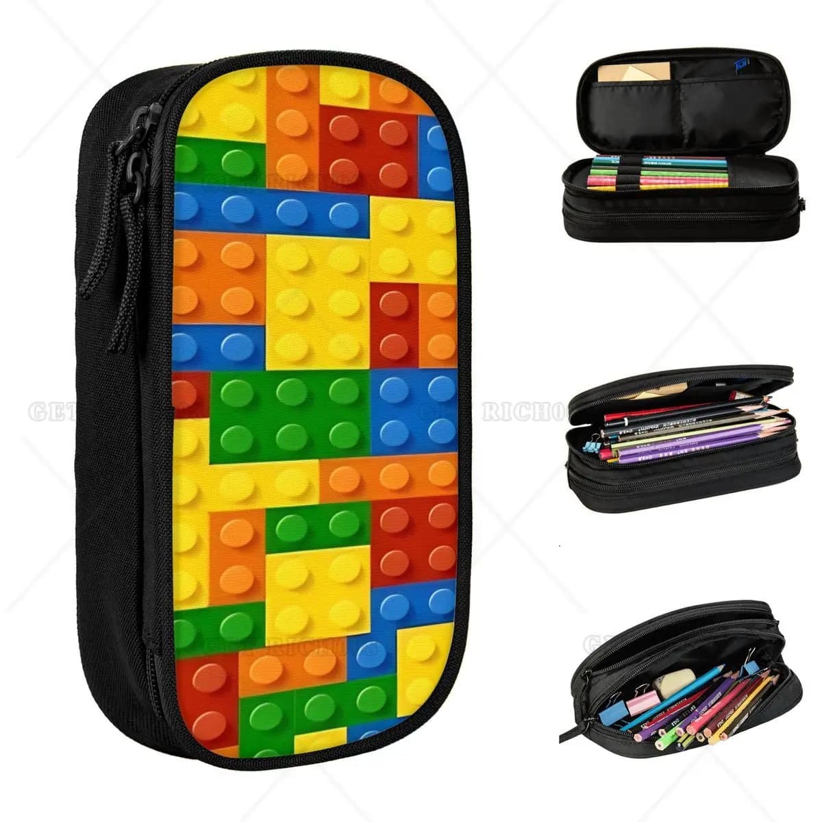 Astuccio per matite con motivo colorato Astuccio per matite Astuccio per penne per studenti Borsa portaoggetti grande Accessori regalo per la scuola degli studenti