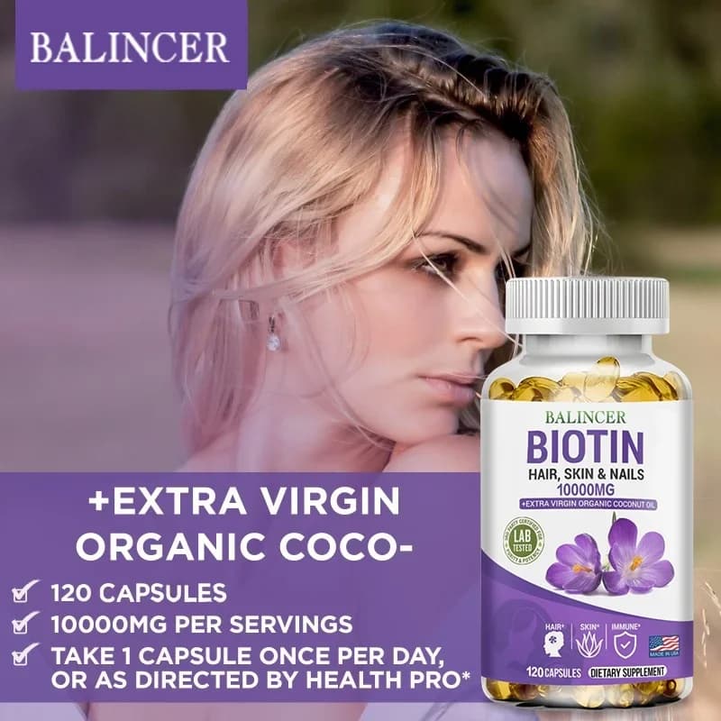 The balancing biotin supplement supports healthy hair, skin and nails and a healthy immune system