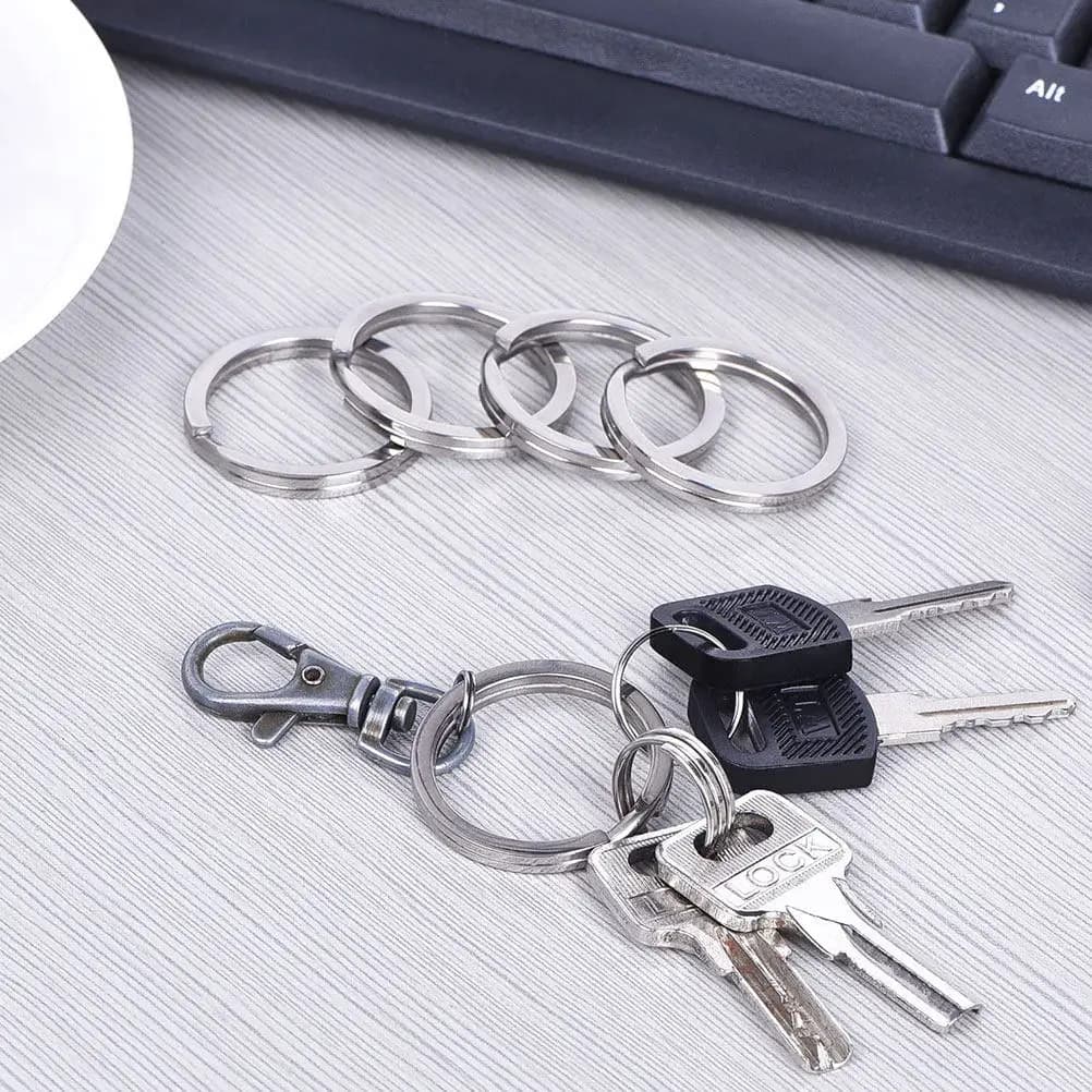 100 Pezzi Anelli Portachiavi in Metallo Premium, Piatti e Rotondi, per Creazione di Gioielli Fai-da-Te, Ciondoli per Borse, Accessori per Chiavi Auto, Artigianato