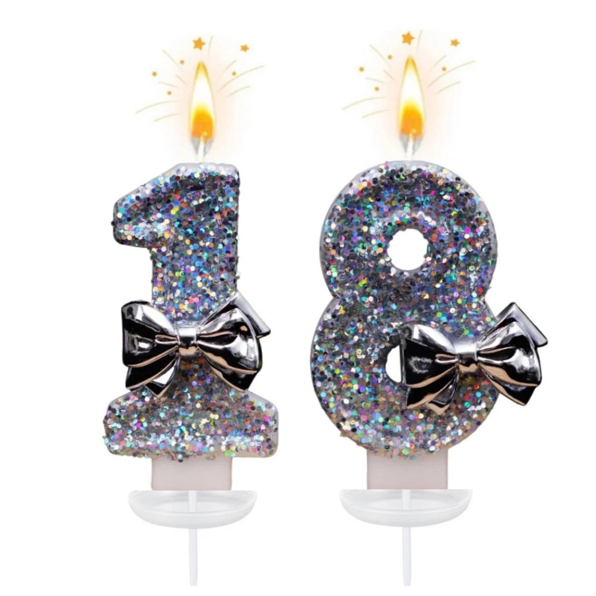 New 0-9 Number Birthday Candles original silver bow birthday cake digital party anniversary candle decoration