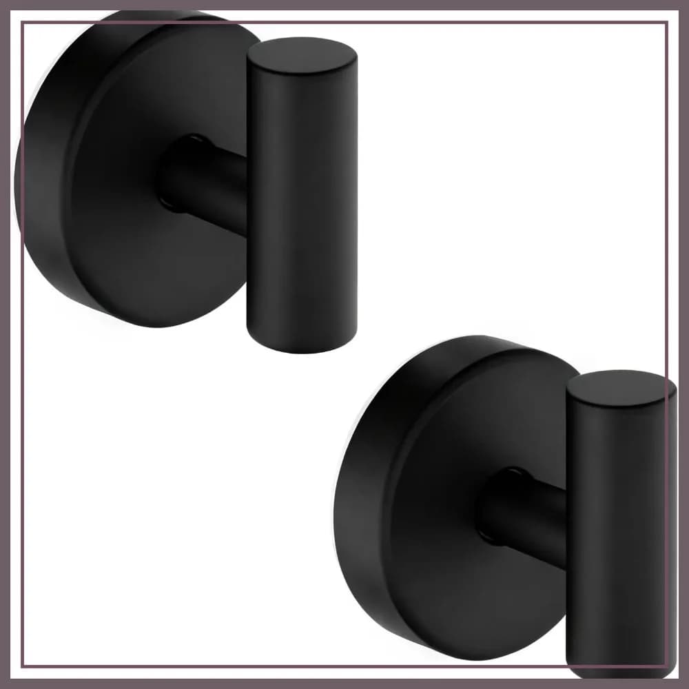 Ganci a ventosa resistenti, porta asciugamani rimovibile per bagno, cucina, senza danni, nero opaco (confezione da 2)