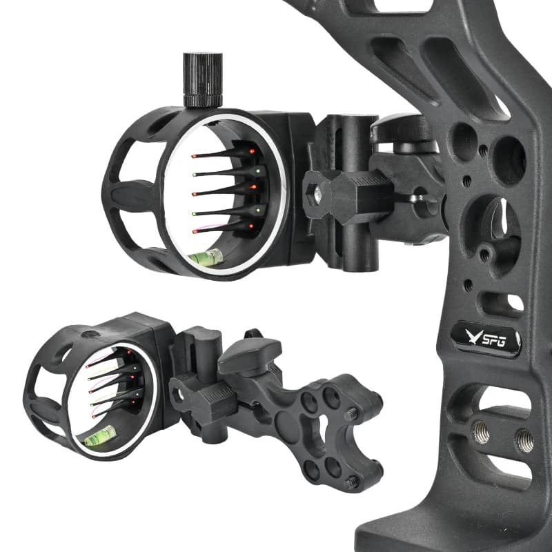 Archery Compound Bow Sight 5 Pin Adjustable Composite Bow 0.019" Bright Fiber-Optic Hunting Shooting Aiming Device Accessories