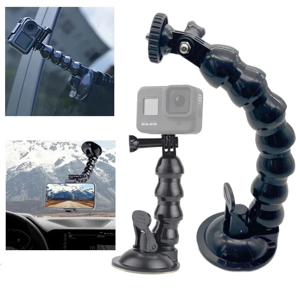 Parabrezza Ventosa Staffa di Montaggio Per Auto Braccio di Morsetto Della Flessione Per GoPro hero 12 11 10 9 8 DJI Supporto per Smartphone Action 3 4 fotocamera