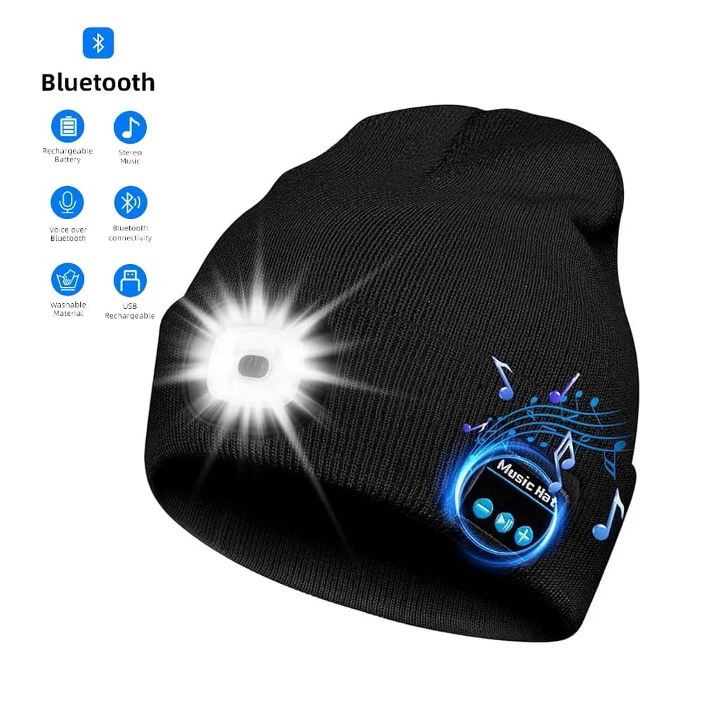 Bluetooth 5.0 LED Headset Wireless stereo earphone Music player with MIC support Dimmable Battery rechargeable