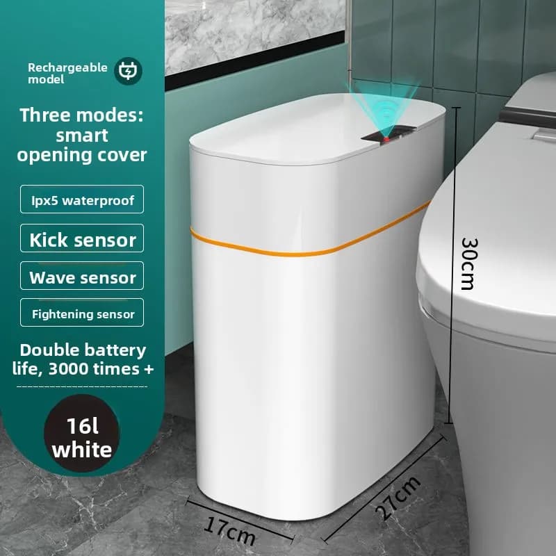 Bidone della spazzatura automatico intelligente con sensore per rifiuti alimentari da cucina, bidone della spazzatura elettrico di lusso per la casa